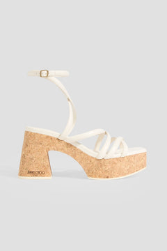 Jimmy Choo Cecelia 95 Leather Platform Sandals Off-White Women's