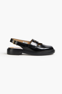 Thom Browne Perforated Leather Slingback Penny Loafers Black Women's