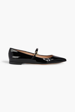 Gianvito Rossi Ribbon Jane Patent-Leather Mary Jane Flats Black Women's