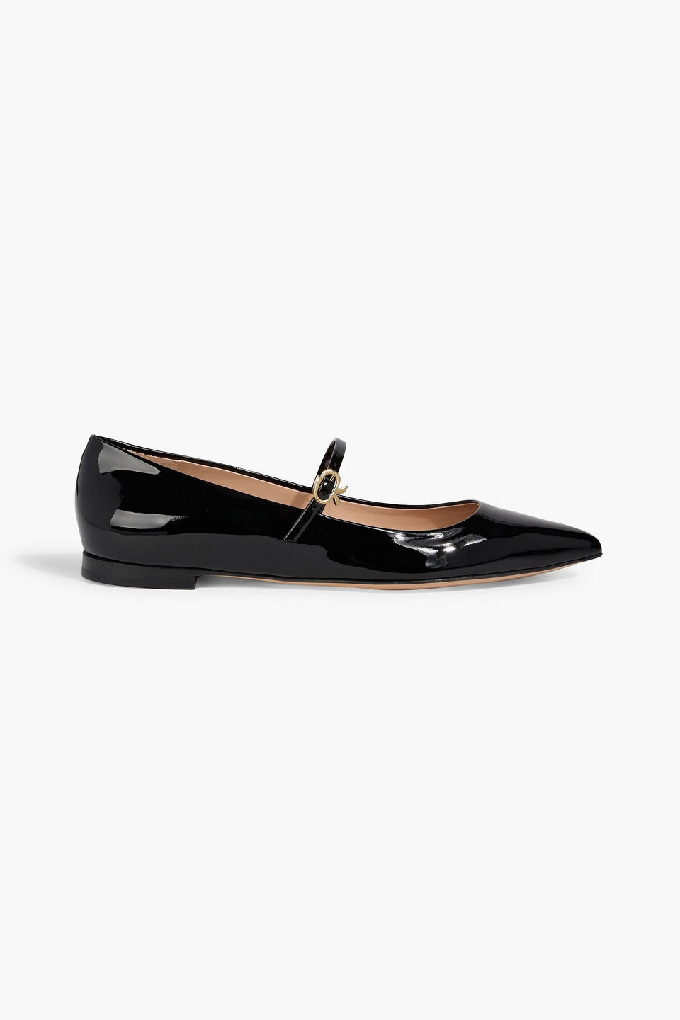 Gianvito Rossi Ribbon Jane Patent-Leather Mary Jane Flats Black Women's