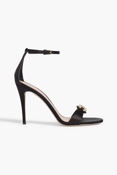 Valentino Garavani Vlogo Satin Sandals Black Women's