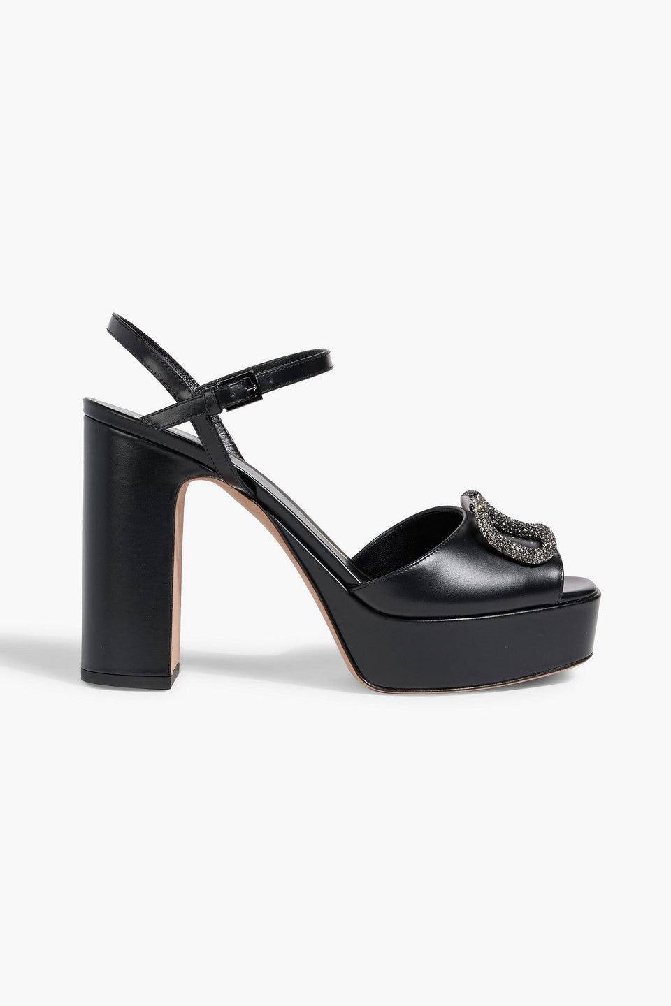 Valentino Garavani Vlogo Signature Crystal-Embellished Platform Sandals Black Women's