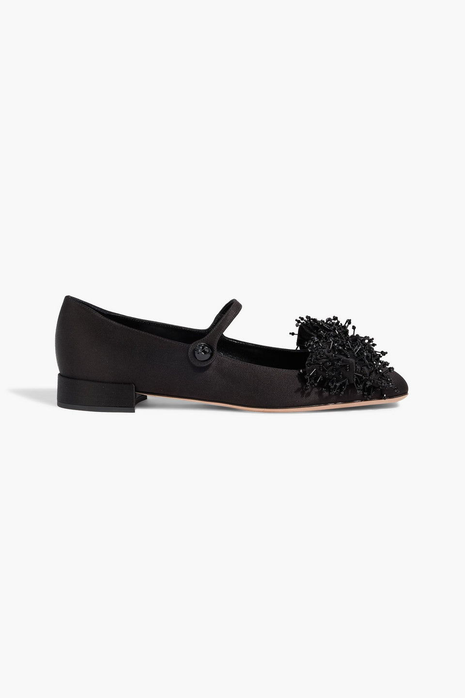 Valentino Garavani Bowjane Embellished Satin Mary Jane Pumps Black Women's