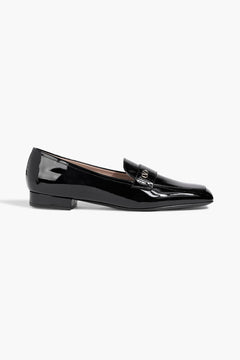 Valentino Garavani Vlogo Patent-Leather Loafers Black Women's