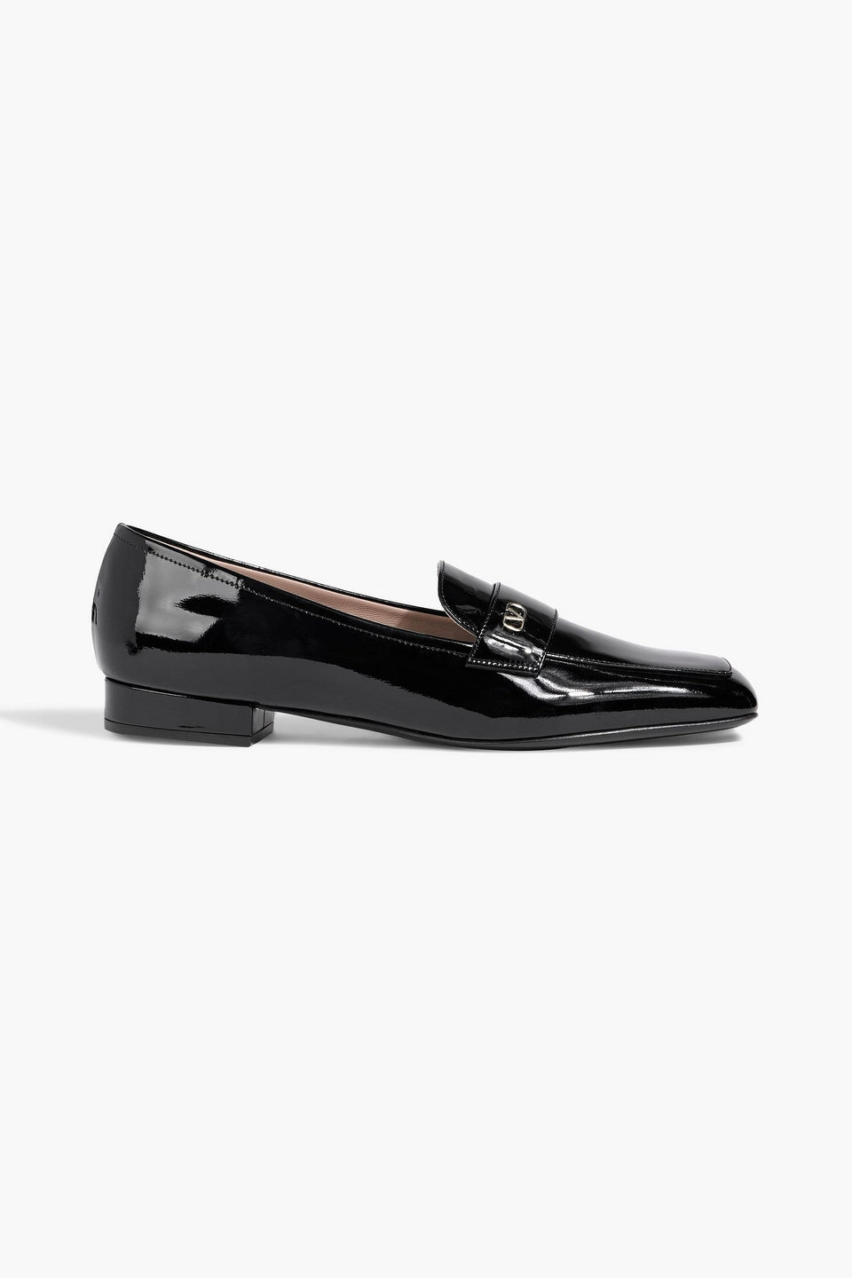 Valentino Garavani Vlogo Patent-Leather Loafers Black Women's