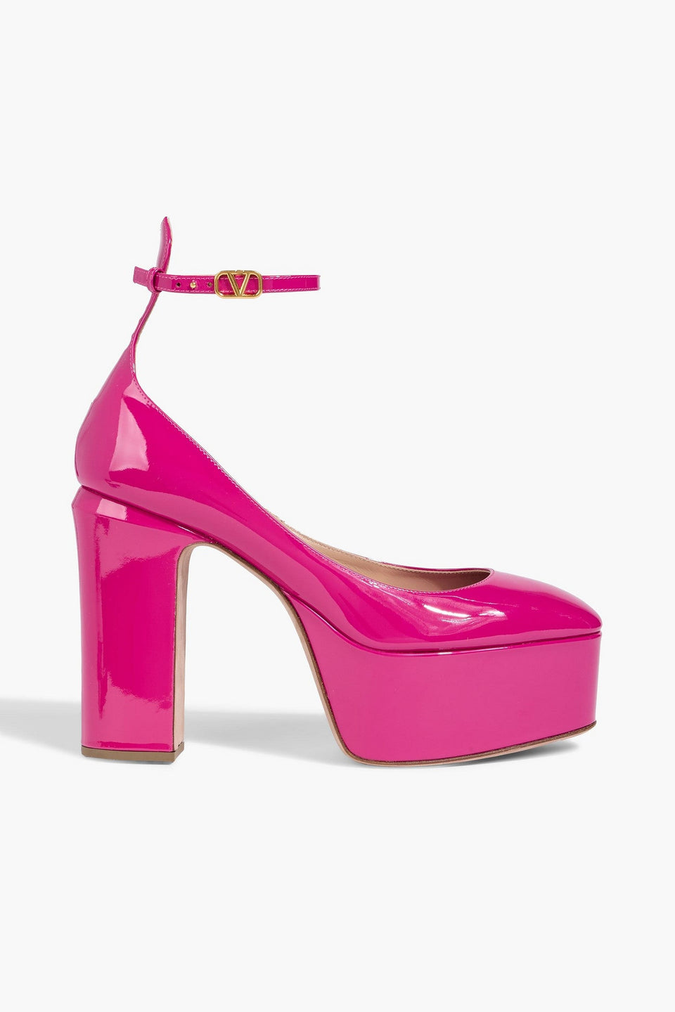 Valentino Garavani Tan-Go Patent-Leather Platform Pumps Fuchsia Women's