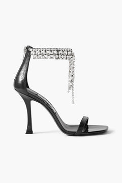 Jimmy Choo Verity 100 Crystal-Embellished Leather Sandals Black Women's