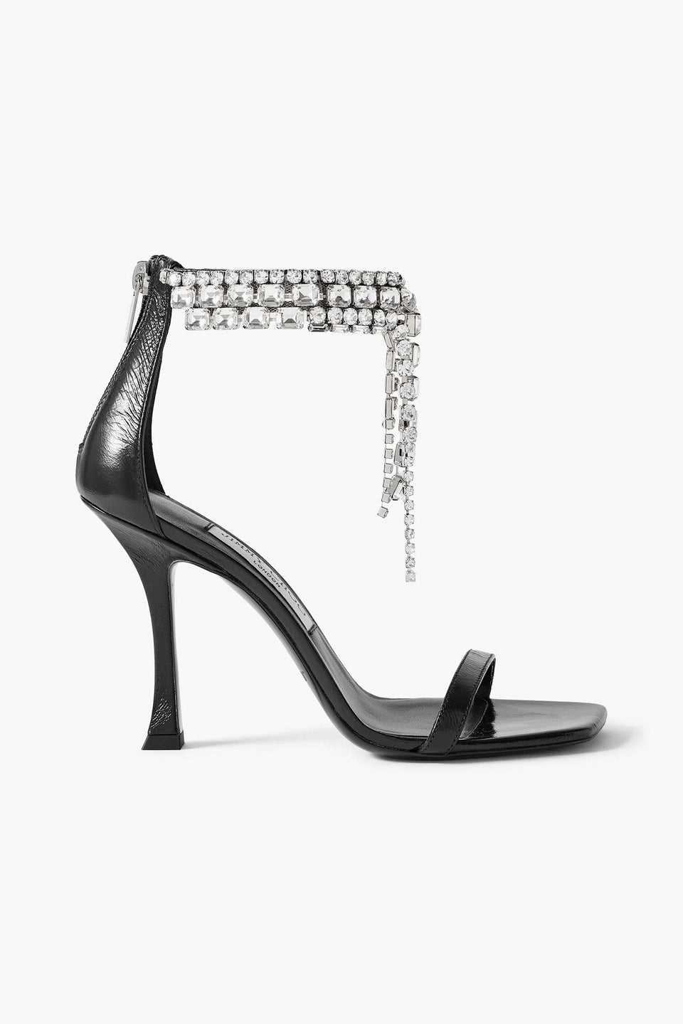Jimmy Choo Verity 100 Crystal-Embellished Leather Sandals Black Women's