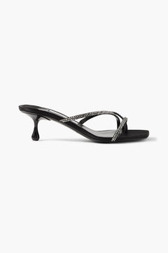 Jimmy Choo Etana 50 Crystal-Embellished Satin Mules Black Women's