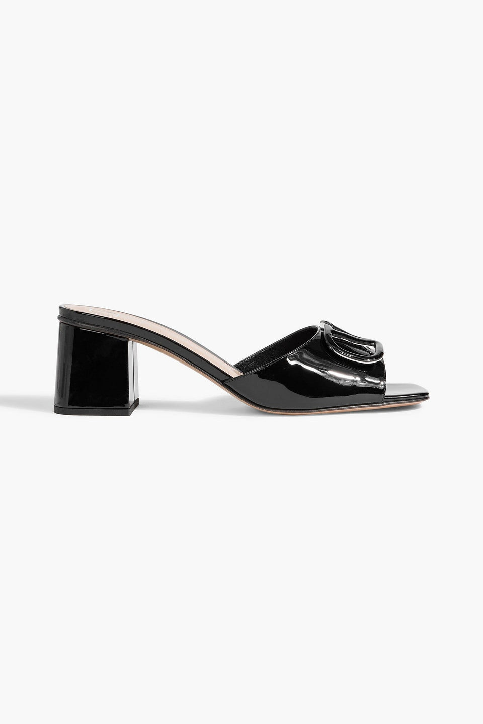 Valentino Garavani Vlogo Signature Patent-Leather Mules Black Women's
