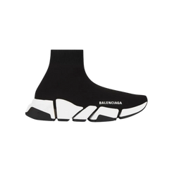 Balenciaga Speed 2.0 Recycled Knit Sneaker With Bicolor Sole In Black