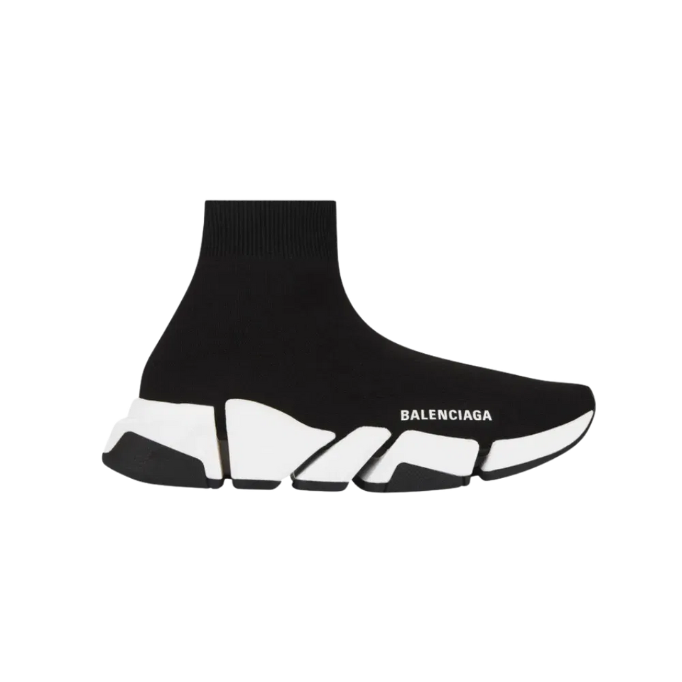 Balenciaga Speed 2.0 Recycled Knit Sneaker With Bicolor Sole In Black