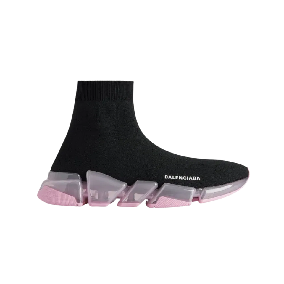 Balenciaga Speed 2.0 Full Clear Sole Recycled Knit Sneaker In Rose