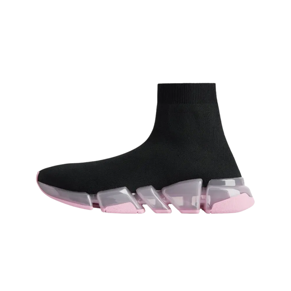 Balenciaga Speed 2.0 Full Clear Sole Recycled Knit Sneaker In Rose