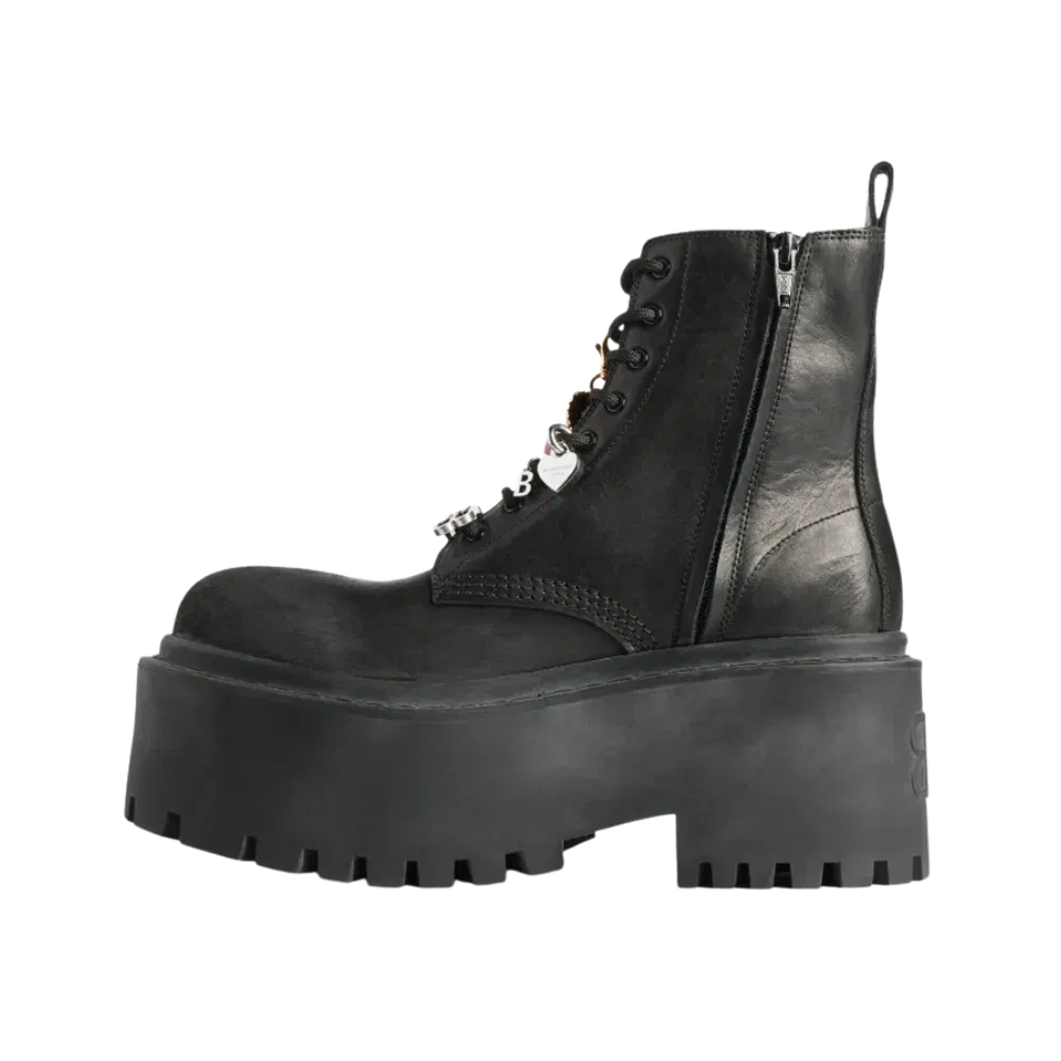 Balenciaga Strike Platform Bootie With Charms In Black