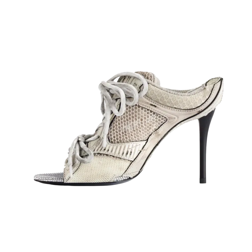 Balenciaga Stapler Sandal Heel In Grey