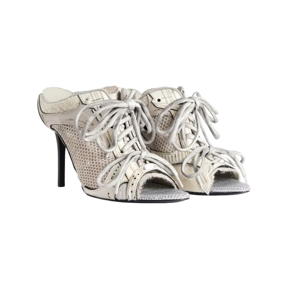 Balenciaga Stapler Sandal Heel In Grey