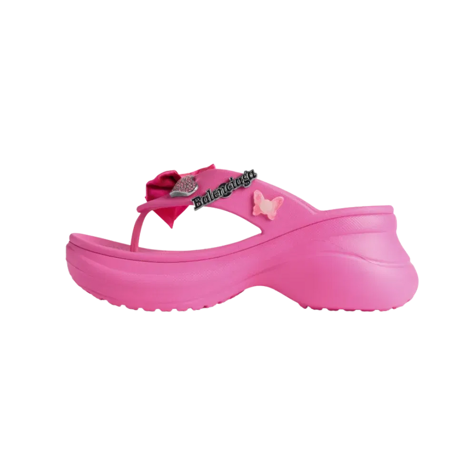 Balenciaga Crocs Thong Jibbitz In Glossy Pink