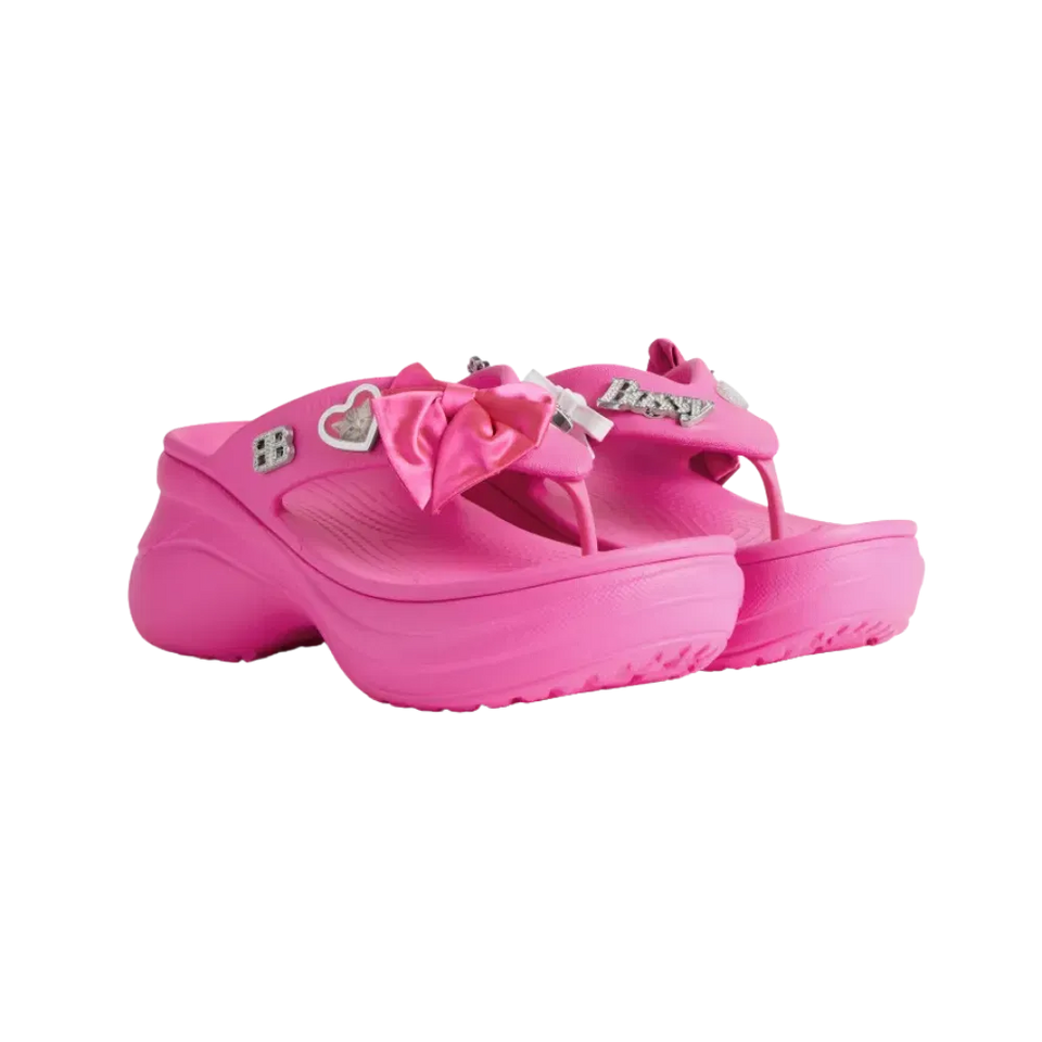 Balenciaga Crocs Thong Jibbitz In Glossy Pink