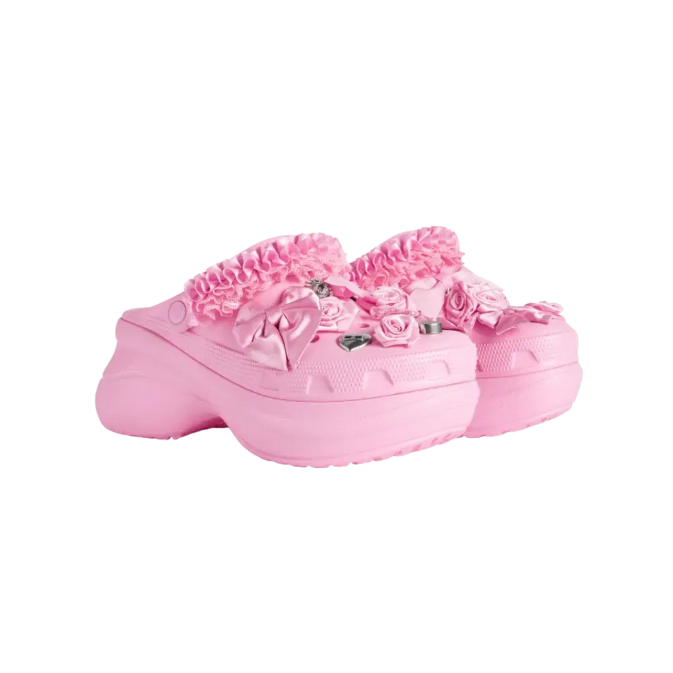 Balenciaga Crocs Mule Jibbitz In Light Pink