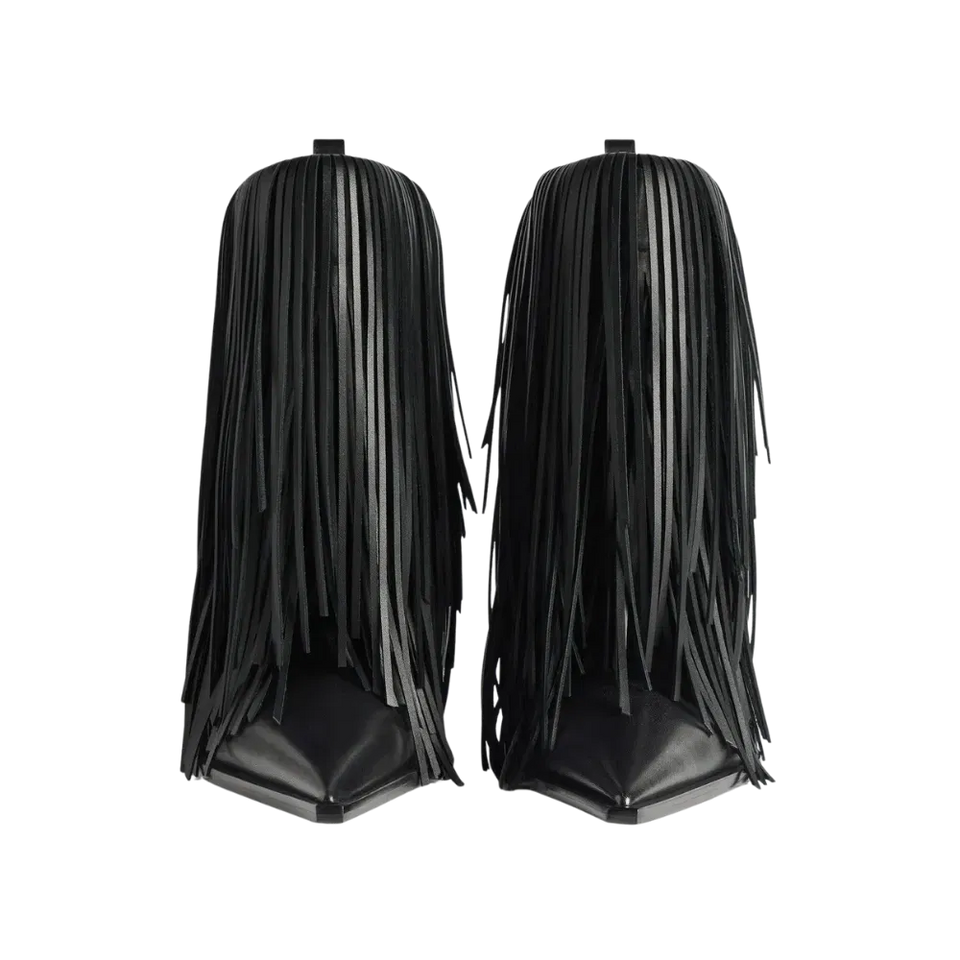 Balenciaga Avenue Fringe Bootie In Black