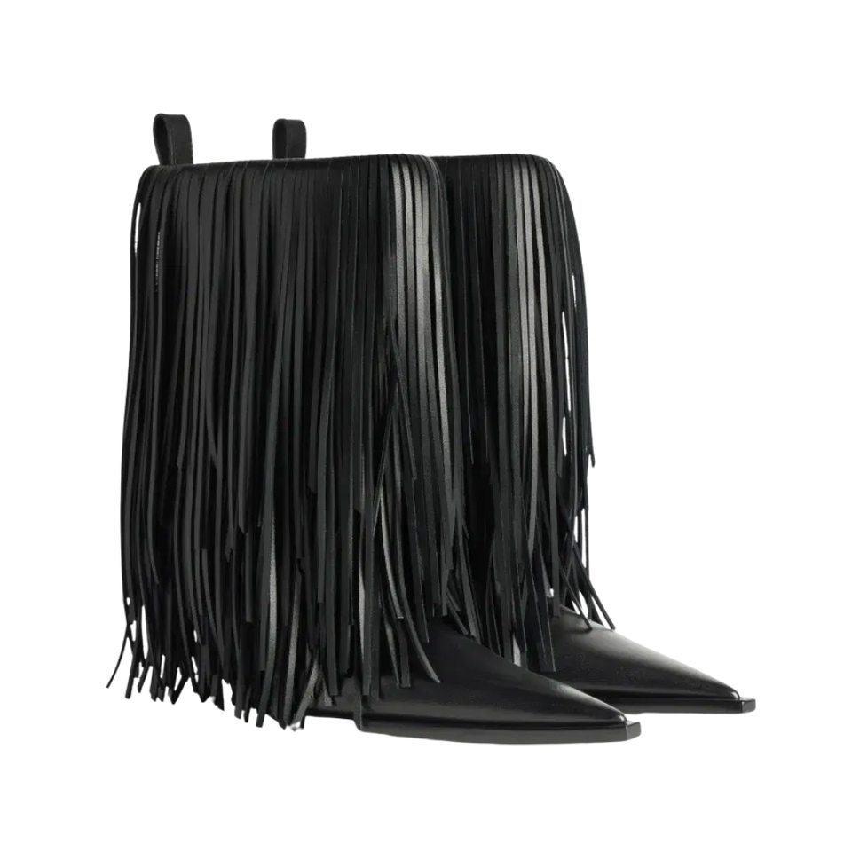 Balenciaga Avenue Fringe Bootie In Black