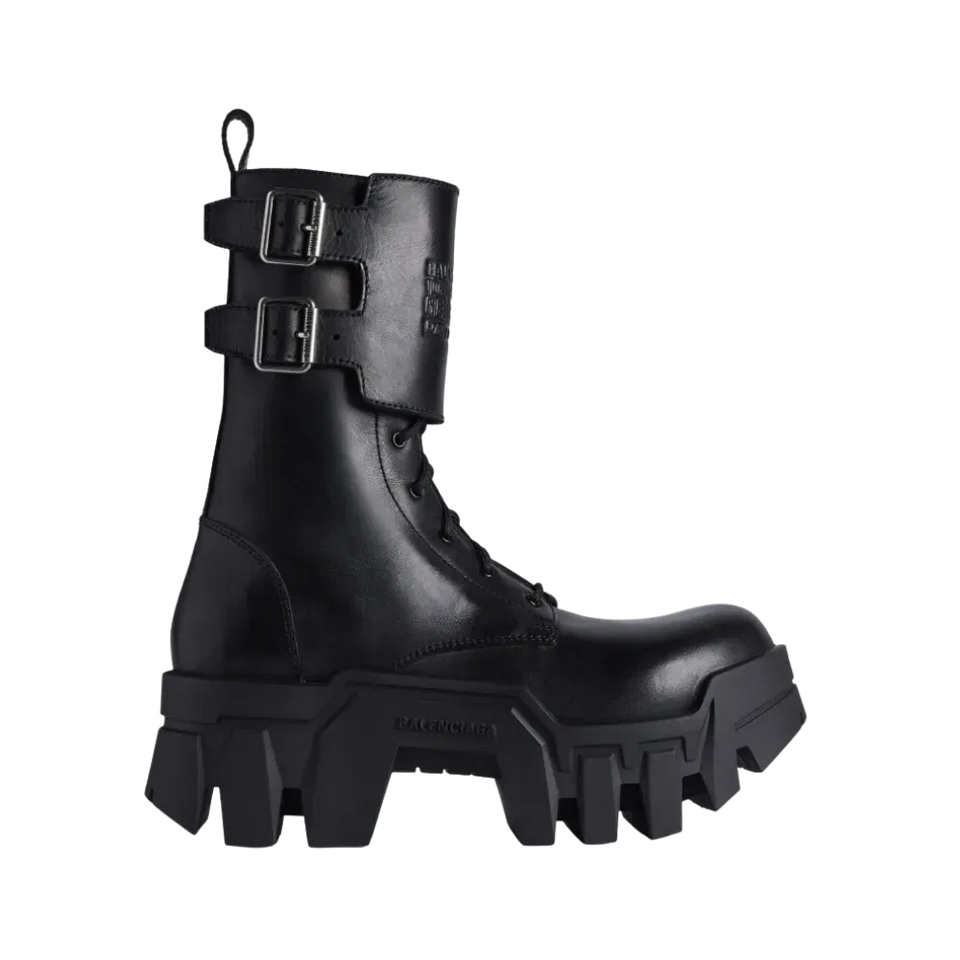 Balenciaga Bulldozer Combat Lace-up Boot In Black
