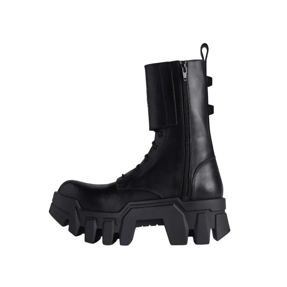 Balenciaga Bulldozer Combat Lace-up Boot In Black