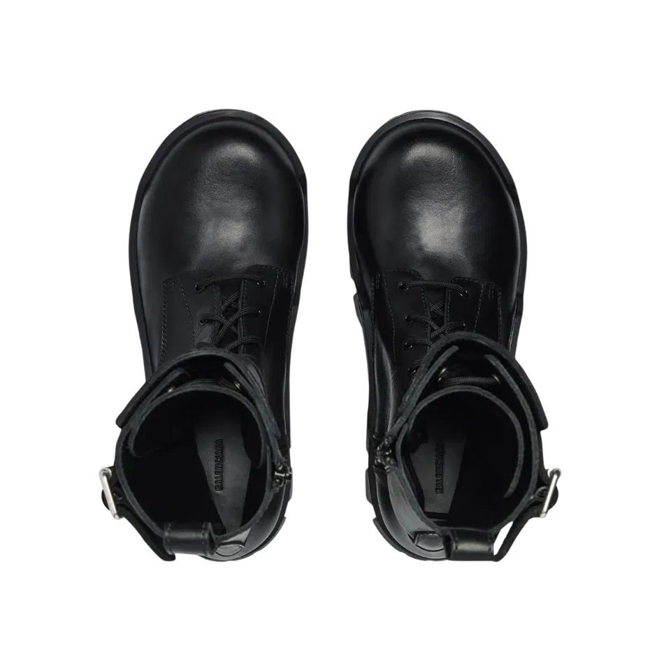 Balenciaga Bulldozer Combat Lace-up Boot In Black