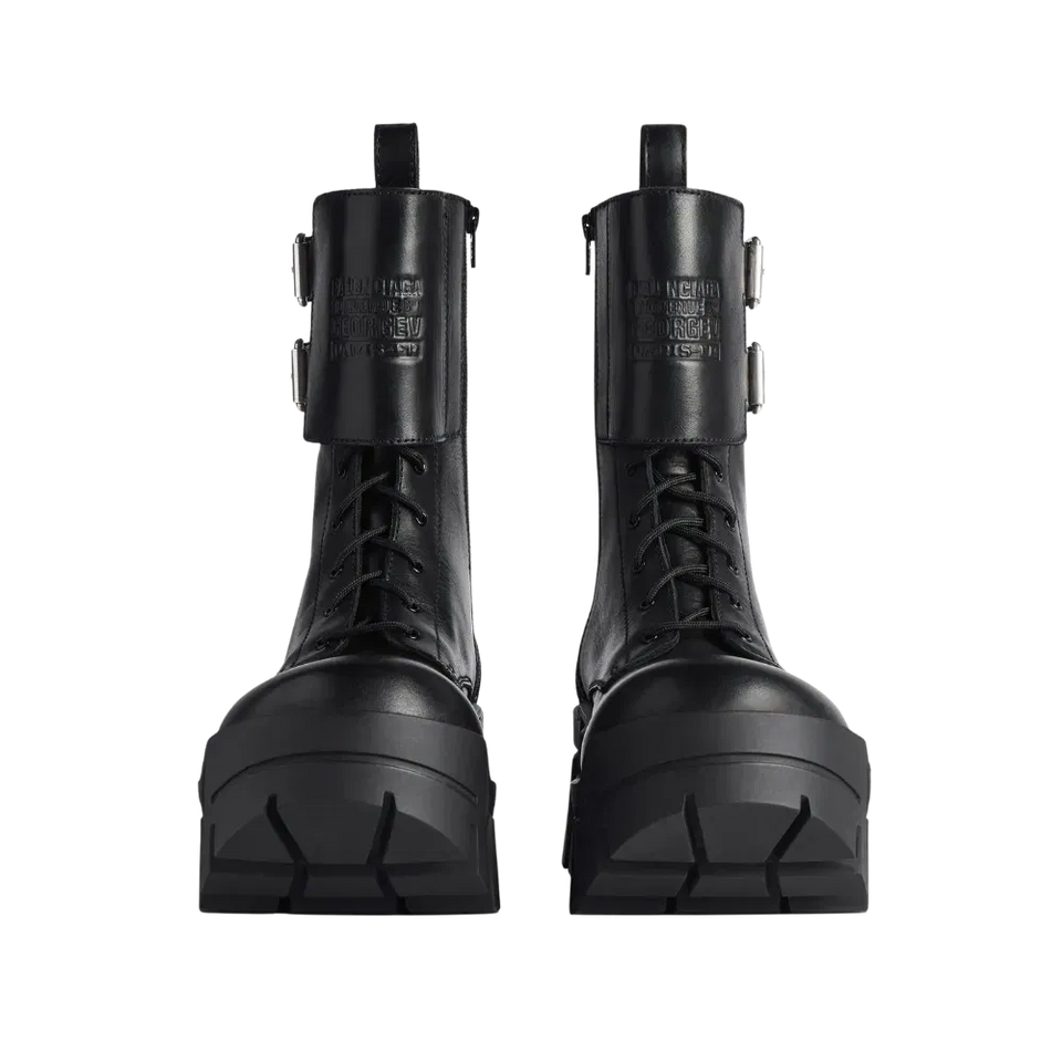 Balenciaga Bulldozer Combat Lace-up Boot In Black