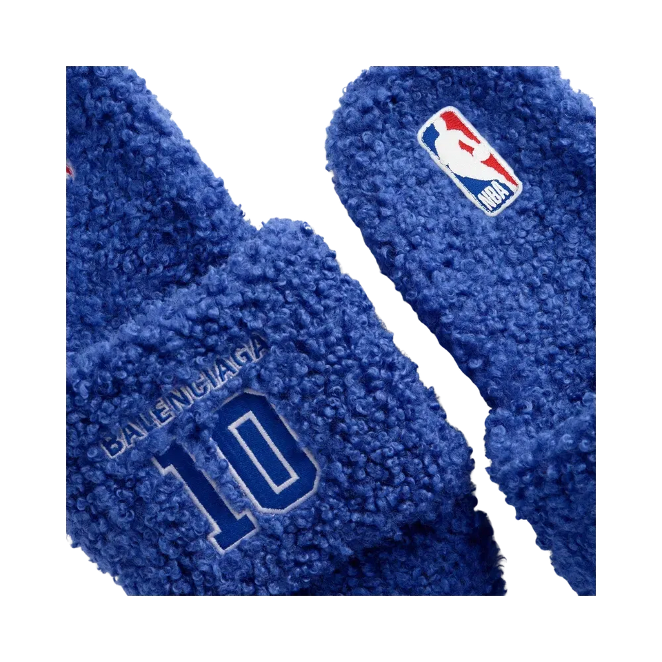 Balenciaga NBA Collaboration Furry Open Mule In Blue