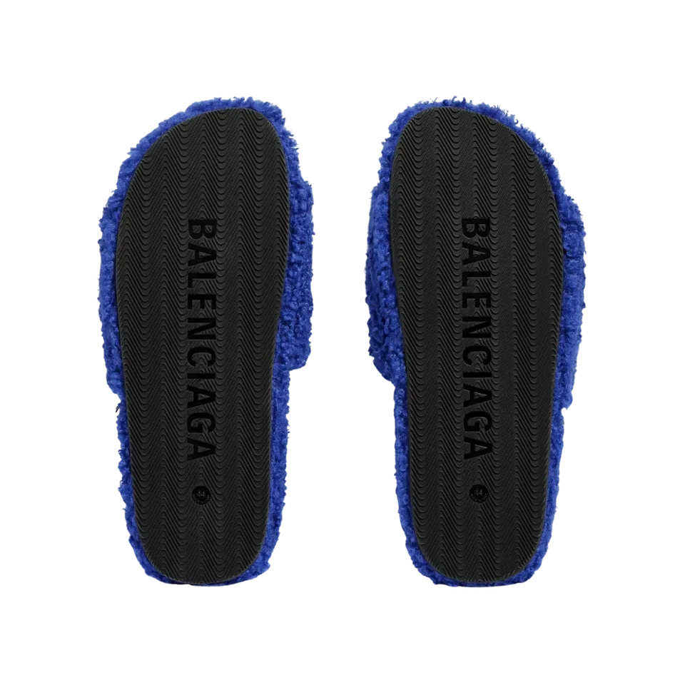 Balenciaga NBA Collaboration Furry Open Mule In Blue