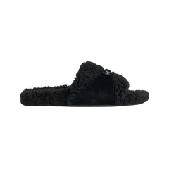Balenciaga Furry Open Mule In Black