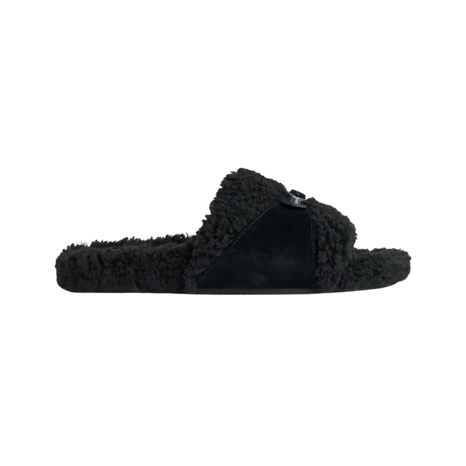 Balenciaga Furry Open Mule In Black