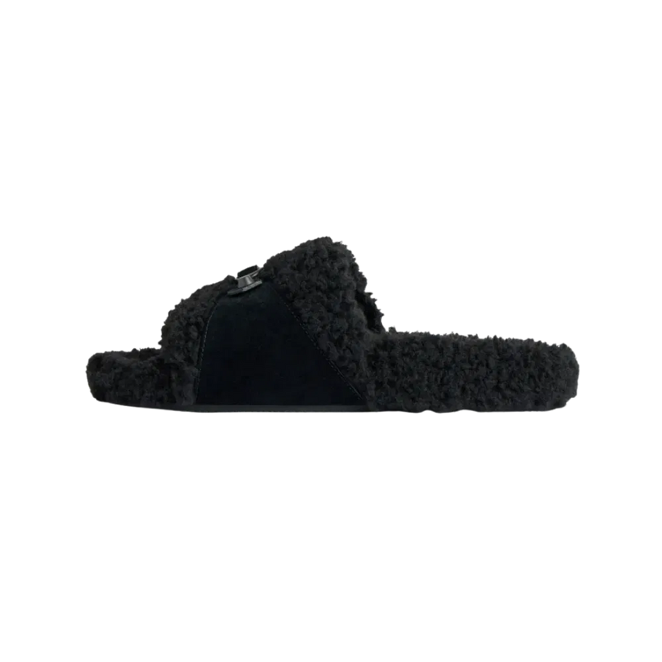 Balenciaga Furry Open Mule In Black