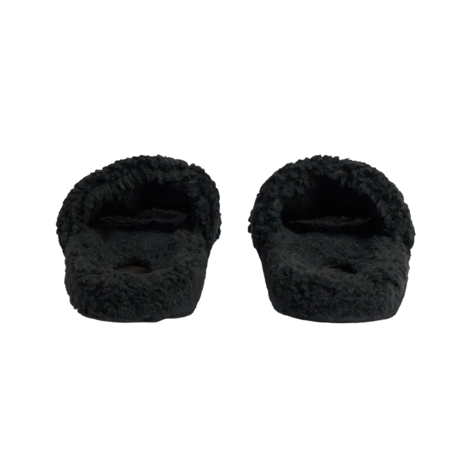 Balenciaga Furry Open Mule In Black