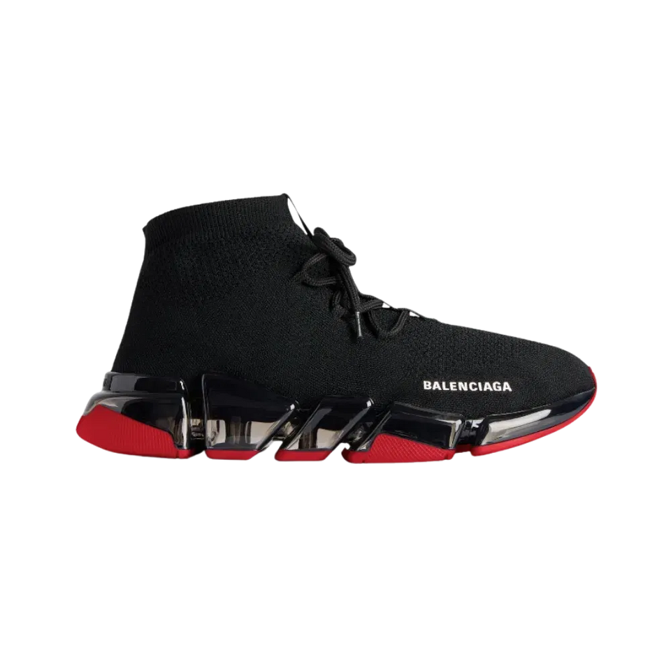 Balenciaga Speed 2.0 Lace-up Recycled Knit Sneaker In Black and Red