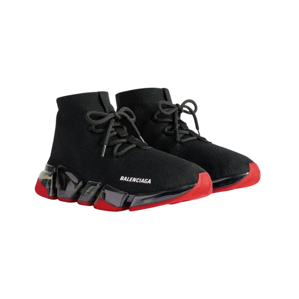 Balenciaga Speed 2.0 Lace-up Recycled Knit Sneaker In Black and Red