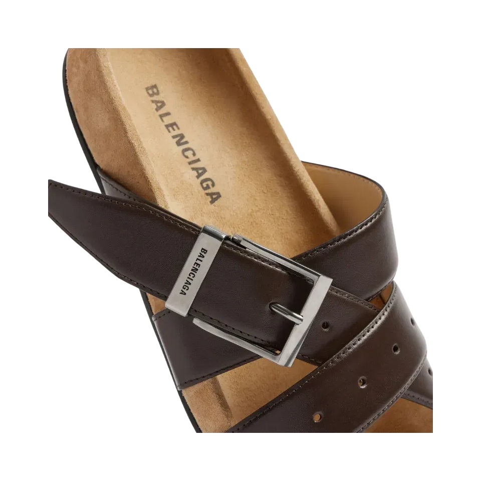 Balenciaga Belt Mule In Moka