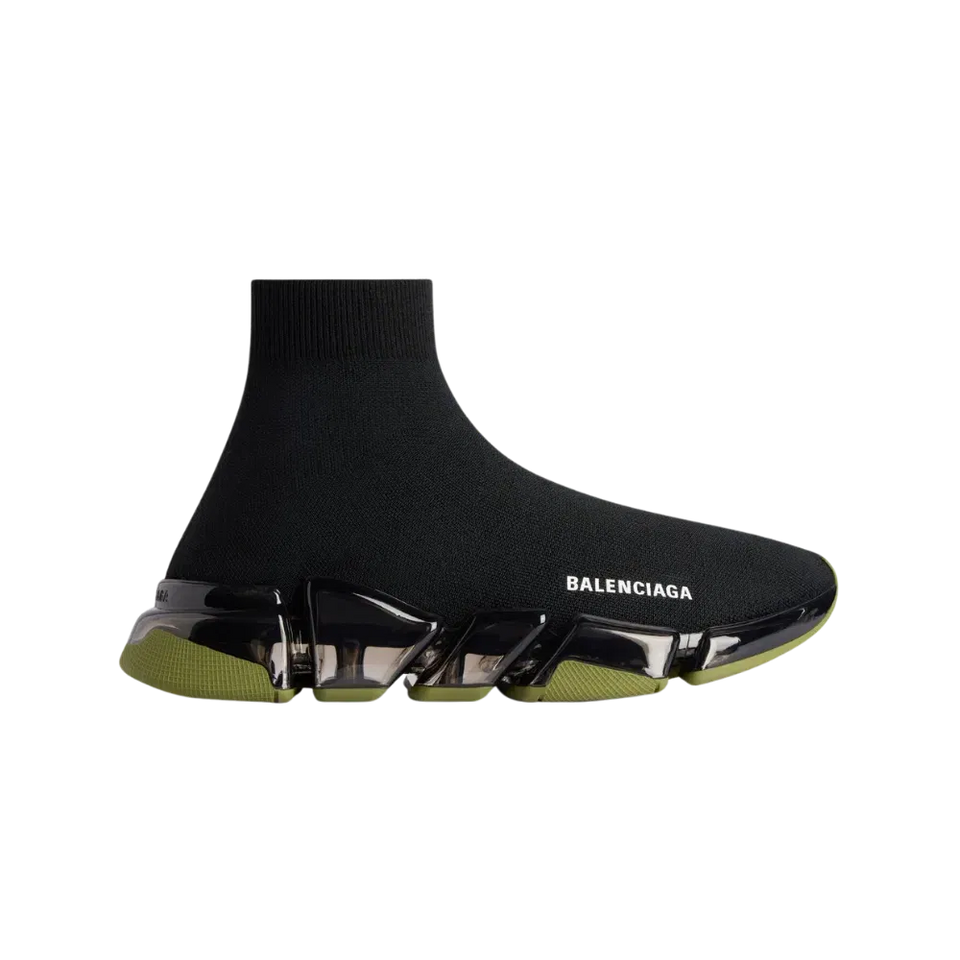 Balenciaga Speed 2.0 Full Clear Sole Recycled Knit Sneaker In Khaki