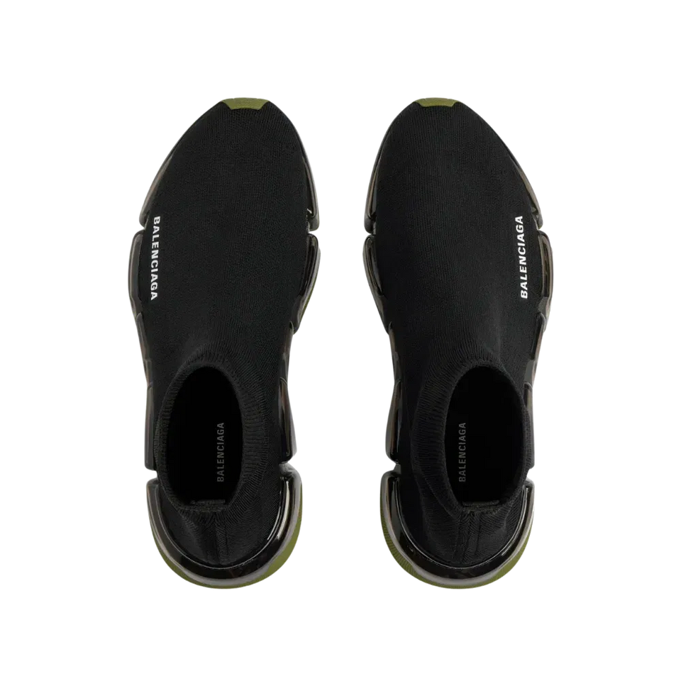 Balenciaga Speed 2.0 Full Clear Sole Recycled Knit Sneaker In Khaki