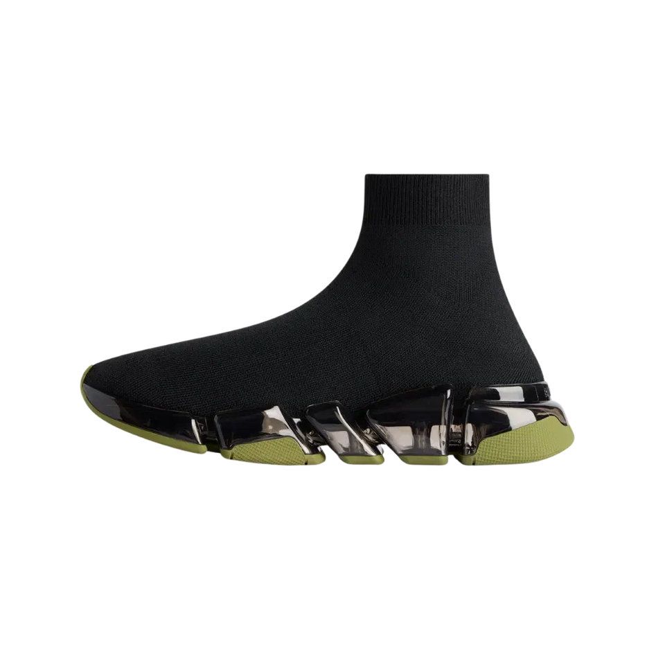 Balenciaga Speed 2.0 Full Clear Sole Recycled Knit Sneaker In Khaki