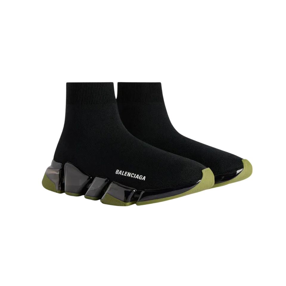 Balenciaga Speed 2.0 Full Clear Sole Recycled Knit Sneaker In Khaki