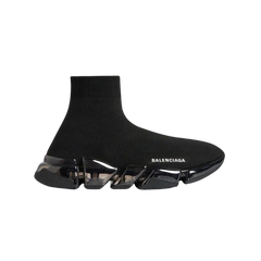 Balenciaga Speed 2.0 Full Clear Sole Recycled Knit Sneaker In Black