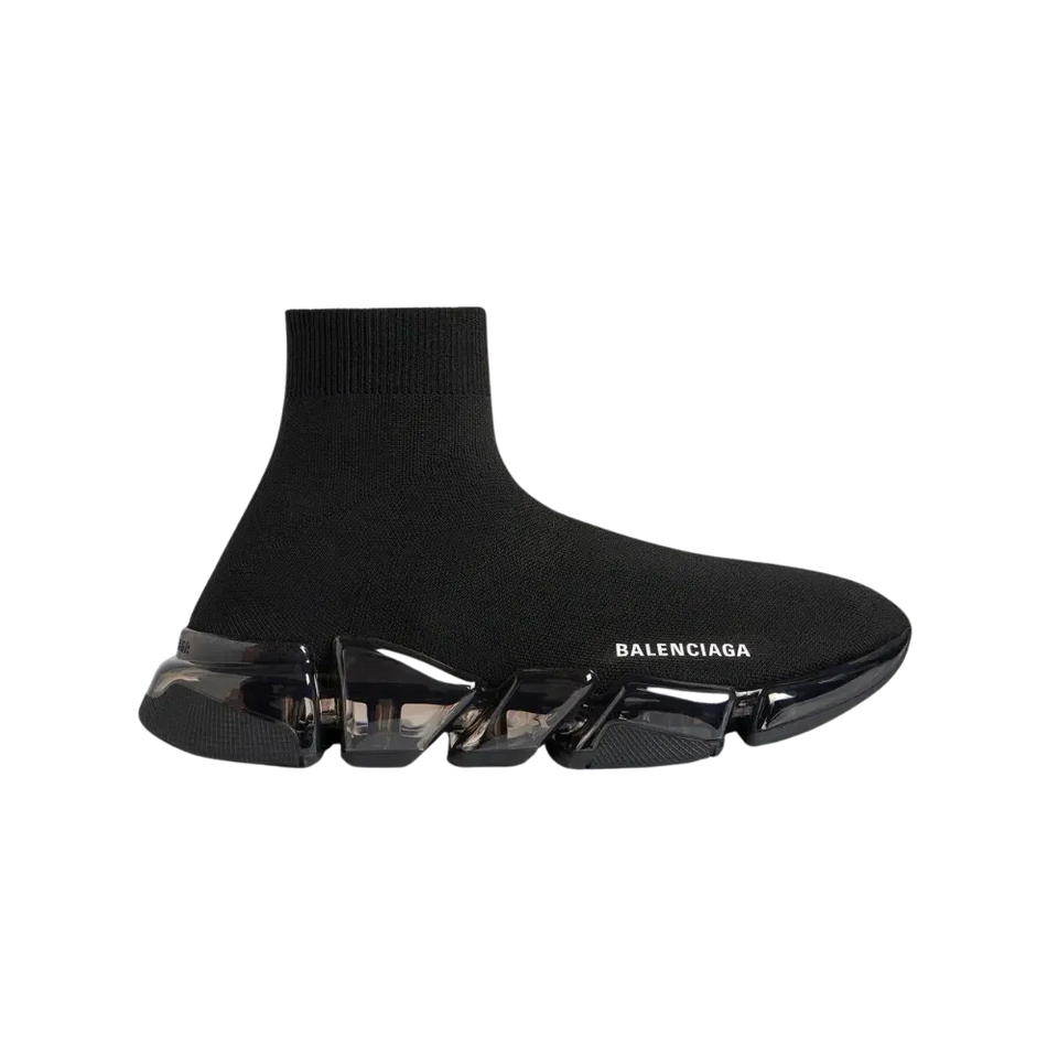 Balenciaga Speed 2.0 Full Clear Sole Recycled Knit Sneaker In Black