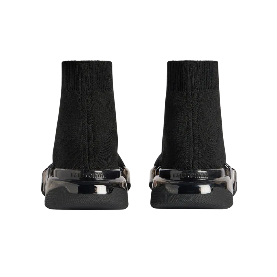 Balenciaga Speed 2.0 Full Clear Sole Recycled Knit Sneaker In Black