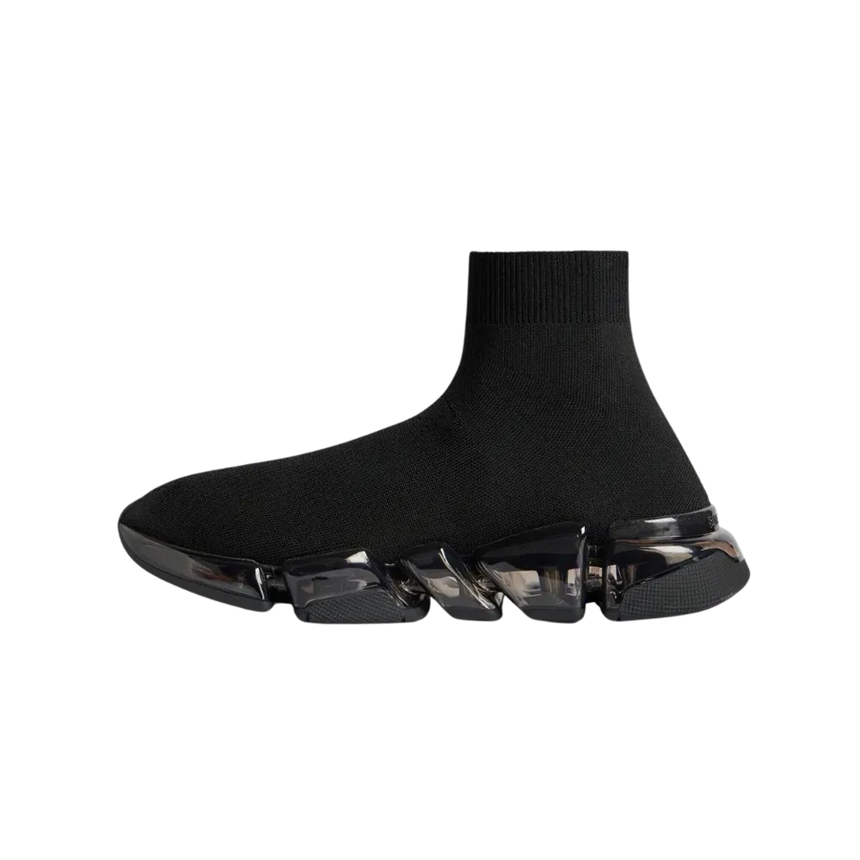 Balenciaga Speed 2.0 Full Clear Sole Recycled Knit Sneaker In Black