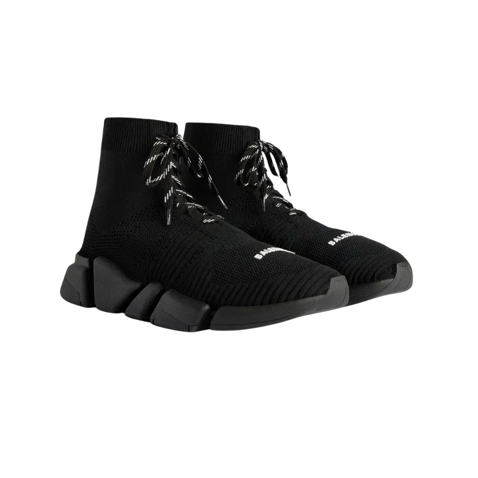 Balenciaga Speed 2.0 Lace-Up Recycled Knit Sneaker In Black