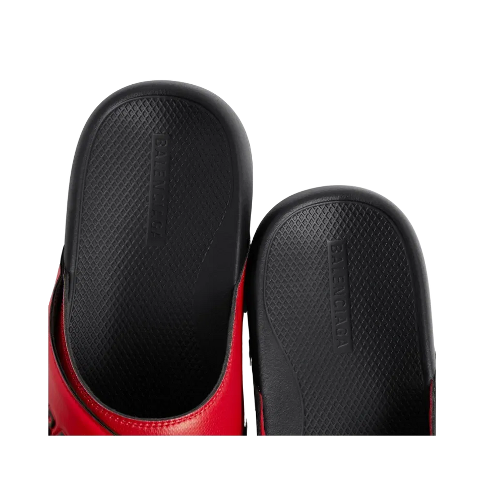 Balenciaga Sporty Pool Slide Sandal In Red