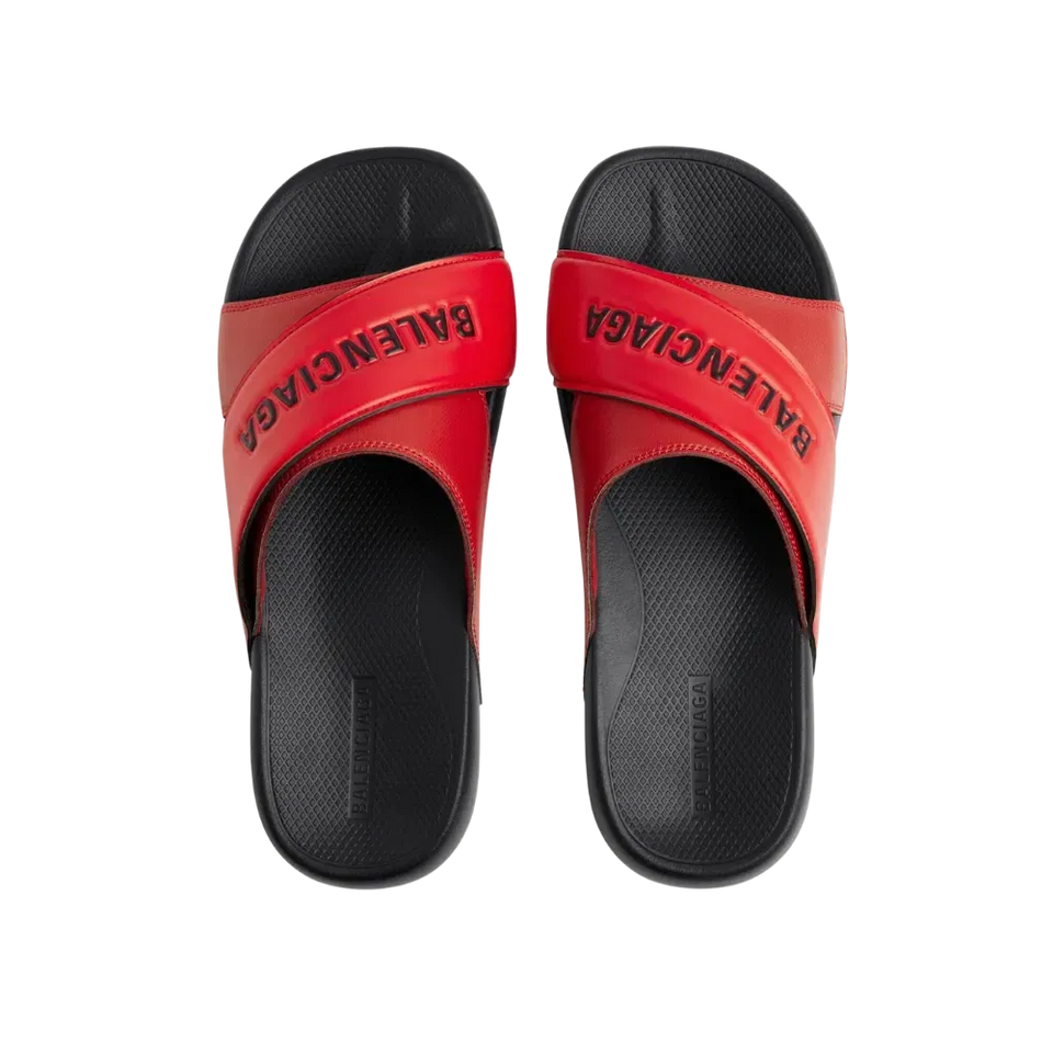 Balenciaga Sporty Pool Slide Sandal In Red